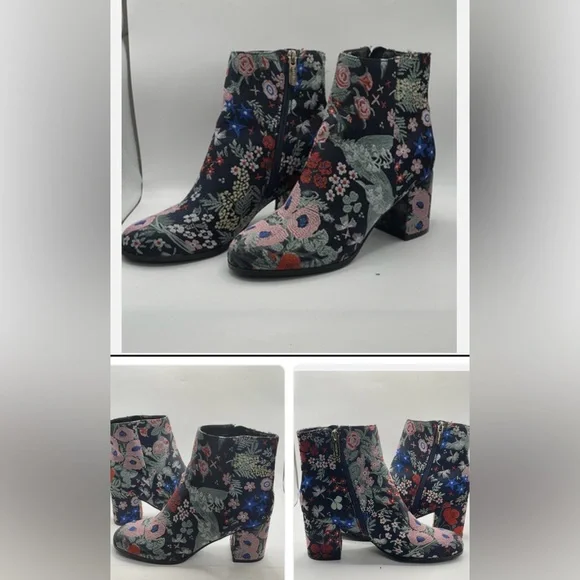 Indigo Rd Floral Embroidered Block Heel Ankle Boots Bootie Boho – Women's 7 - Picture 7 of 7